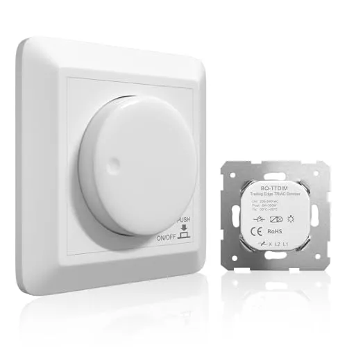 Lamptobe LED Dimmer Schalter AC200-240V, Dimmer für LED Lampen Mit Memory Funktion, Dimmer für 5-250W Dimmbare LED Lampen/Glühbirnen/Halogenlampe, Weiß