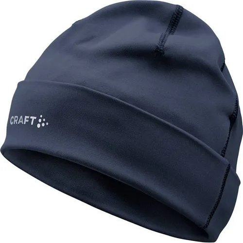 Craft Wintermütze Core Essence - Leichte Trainingsmütze in navyblau, Größe S/M - Die Core Essence Hat bietet optimalen Komfort und Wärme. Hergestellt aus recyceltem Material, überzeugt sie mit feuchtigkeitsableitenden Eigenschaften und einem anpassbaren Design für jedes Training.