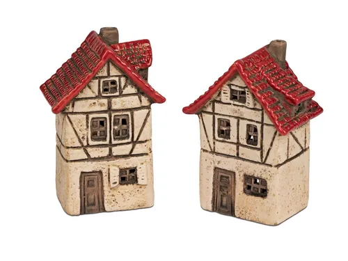 formano Windlicht Haus in Creme, Rot von formano