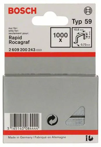 Bosch Accessories 2609200243 Feindrahtklammern Typ 59 1000 St. Abmessungen (L x B) 14mm x 10.6mm