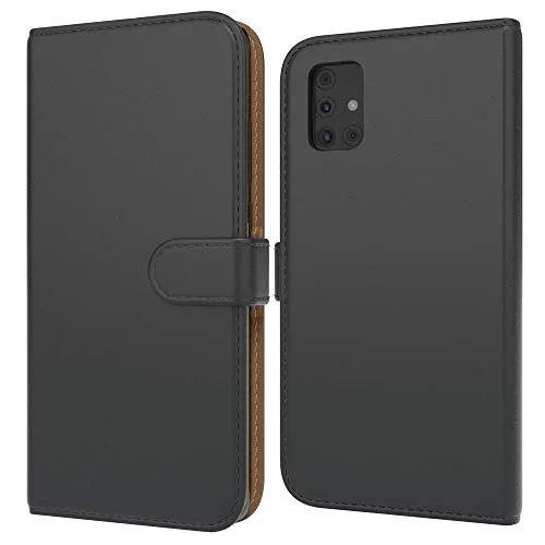 EAZY CASE Tasche kompatibel mit Samsung Galaxy A51 Schutzhülle mit Standfunktion Klapphülle im Bookstyle, Handytasche Handyhülle Flip Cover mit Magnetverschluss und Kartenfach, Kunstleder, Schwarz