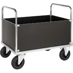 OSWALD Transportwagen Vierwandwagen mit Blechboden - Robuster Transportwagen (1.000 x 700 x 900 mm) mit 500 kg Tragfähigkeit, ideal für Betrieb und Lager. Der verzinkte Stahlblechboden sorgt für hohe Stabilität und Langlebigkeit.