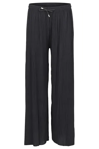 Easy Young Fashion Damen Sommerhose - Plisseehose in Schwarz - Elegante Plisseehose mit figurfreundlichem Schnitt, ideal für Sommer, Büro und Events. Weich fließender Stoff für ganztägigen Komfort und vielseitige Styling-Möglichkeiten.