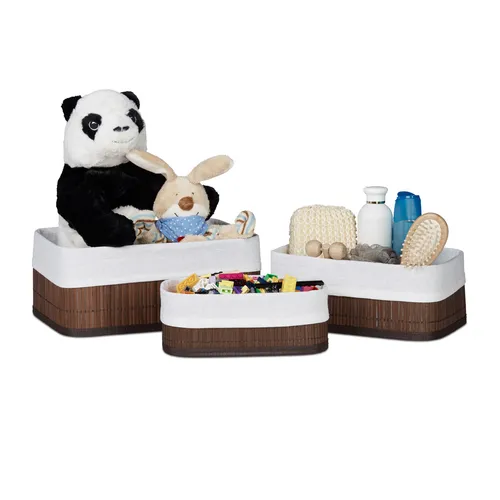 Aufbewahrungskorb Aufbewahrungsbox Dekokorb Bambuskorb 3-teilig Allzweckkorb