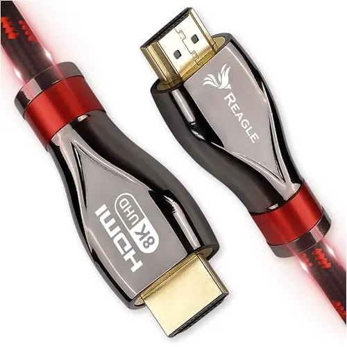 Reagle HDMI 2.1 Kabel 8K & 4K Ultra HD, Gaming, 48Gbps 8K@60Hz 4K@120Hz Kompatibel mit Konsole PS5 Xbox Series X S, OLED TV, DTS: X, HDCP 2.2 & 2.3, Dynamisches HDR 10 4:4:4, eARC, Dolby (1,5m)