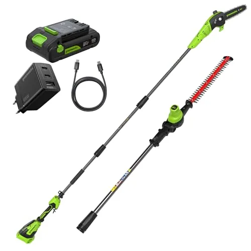 Greenworks POWERALL 24V Hochentaster & Stab-Heckenschere Gen. II