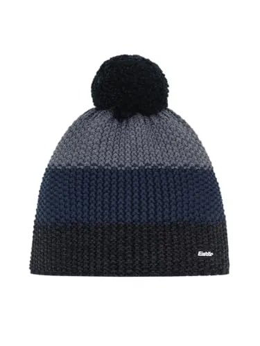 Eisbär Star Pompon Mütze schwarzmel-d.cobalt-anthrazit (786) - Mützen für den Laufsport, ideal für Winteraktivitäten im Freien mit umweltfreundlichem Innenfleeceband aus 100% recyceltem Material für warme Ohren.