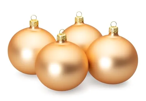 SIKORA Essentials Klassische Christbaumkugeln aus Glas - matt - 6 Farben 3 Größen Premium Qualität, Farbe:Gold matt 4er Set, Höhe in cm:8 cm