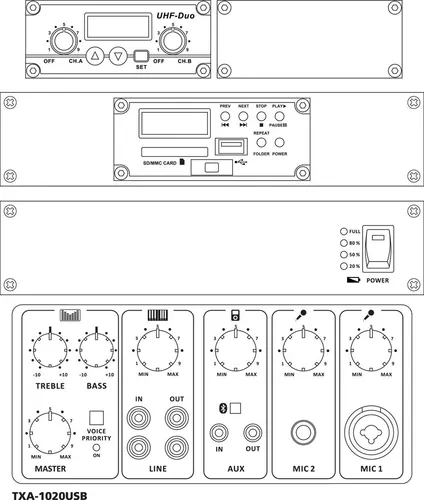 MONACOR TXA-1020USB High-Power-Verstärkersystem
