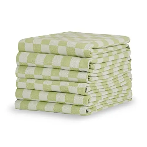 Sticky Toffee 100% Baumwolle Geschirrtuch | 6er-Set, | Pfeffer Grün | Größe 46 x 70 cm | Saugfähige Restaurant-Bar-Glas-Küchenwäsche
