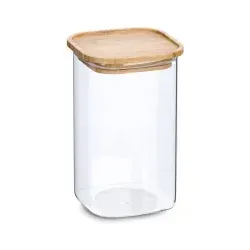 Zeller Vorratsglas mit Bambusdeckel 19491 , Maße (L x B x H): 100 x 100 x 177 mm, 1300 ml