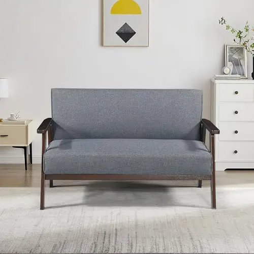 [en.casa] Sofa 2-Sitzer Kinda – Gepolsterte Sitzbank mit Holzbeinen - Sitzbänke & -truhen – Elegantes Design und max. 320 kg Tragkraft, ideal für Wohnzimmer oder Flure mit hohem Sitzkomfort.