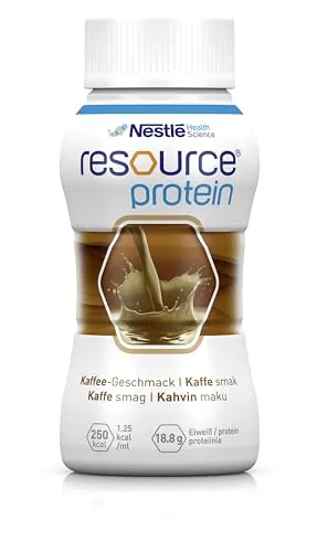 Nestle Resource® Protein Drink Kaffee, 200ml - 24 Stück - Mehrkomponenten Proteine: Hochkalorischer Protein Drink mit 1,25 kcal/ml, ideal für die ausschließliche Ernährung, glutenfrei und cholesterinarm.