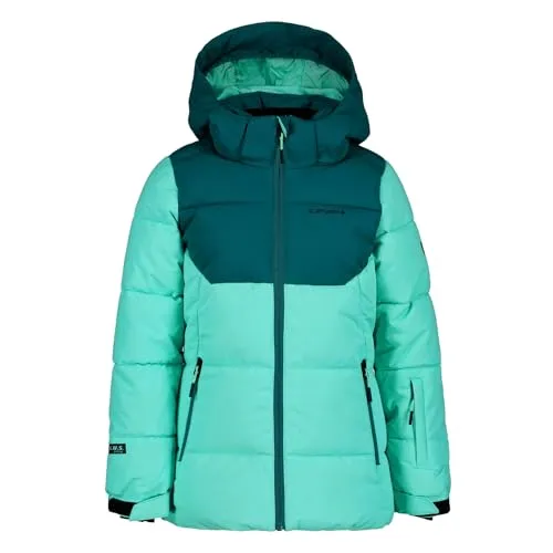 Icepeak Mädchen Skijacke Loris JR – Türkis, Größe 176 - Stylische Skijacke für Mädchen mit praktischen Reißverschlusstaschen und abnehmbarer Kapuze. Ideal für den Wintersport und sorgt für Komfort bei kalten Temperaturen.