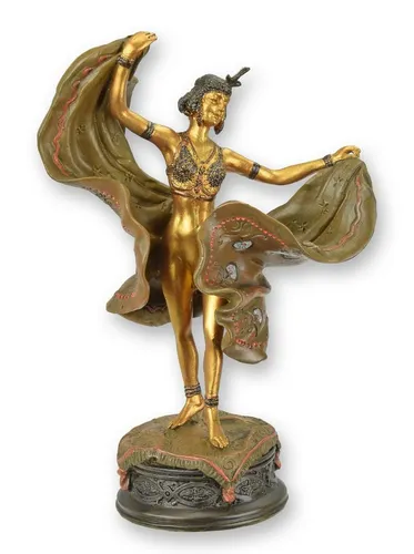 Aubaho Bronzeskulptur Tänzerin im Retro Design - Elegante Bronzeskulptur einer Tänzerin – kunstvoll gestaltet und ideal für stilvolle Dekoration. Verleihen Sie Ihrem Raum einen Hauch von Luxus mit dieser detailreichen Skulptur aus hochwertiger Bronze.