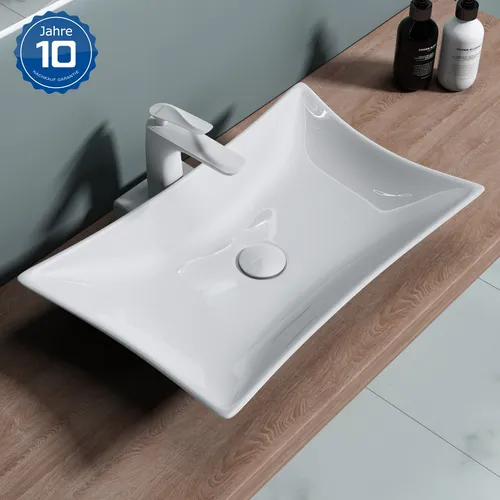 Keramik Aufsatzwaschbecken Br891 mit Nano-Schutz - Modernes Aufsatzwaschbecken aus Keramik in Weiß, mit innovativer Nano-Versiegelung für besonders pflegeleichte Oberflächen – ideal für Ihr Badezimmer.