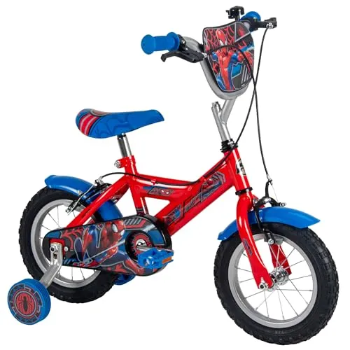 Huffy Marvel Spider-Man Kinderfahrrad 12 Zoll mit Stützrädern, Stahlrahmen, Rücktrittbremse