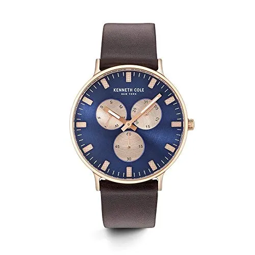 Kenneth Cole Unisex-Erwachsene analog Quarz Uhr mit Leder Armband KC14946002