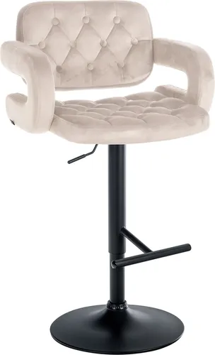 CLP Barhocker Dublin Samt, creme Metall matt schwarz in weiß von CLP