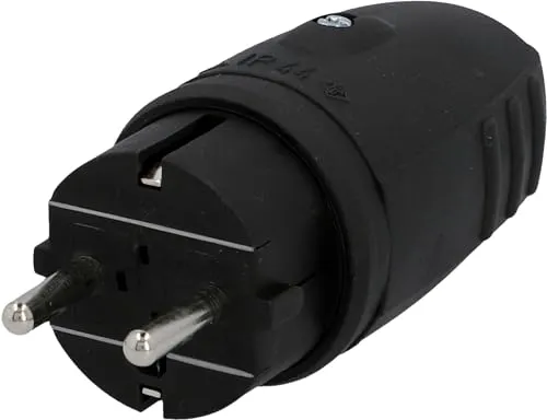 Schukostecker Schutzkontaktstecker Stecker Gummistecker schwarz VDE