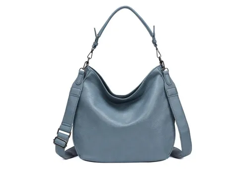 ITALYSHOP24 Schultertasche DAMEN TASCHE SHOPPER Hobo Cross Over Bag Reisetasche Umhängetasche, LEDER OPTIK Beuteltasche Cross body für Schule Reise Freizeit Urlaub