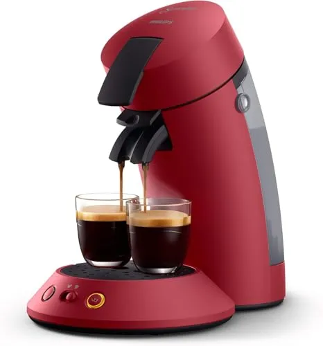 PHILIPS Senseo Original Plus - Kaffeepadmaschine in Rot, Kaffeestärkewahl und Kaffee Boost Technologie für intensiven Geschmack
