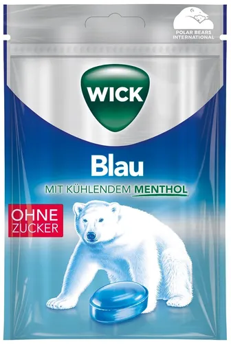 Wick Halsbonbons Menthol ohne Zucker - Bonbons - 72 Gramm in blau von Wick