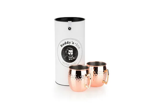 BUDDY'S BAR Cocktailbecher Moscow Mule, 2er-Set, 500 ml, Edelstahl, Kupfer-Optik