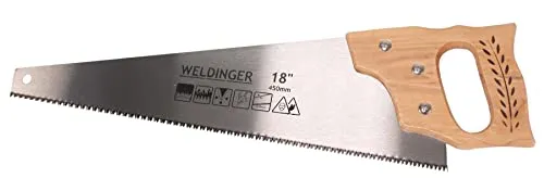 WELDINGER Handsäge 450 mm mit Holzgriff und gehärteten, dreifach geschliffenen Zähnen (Fuchsschwanz Holzsäge)