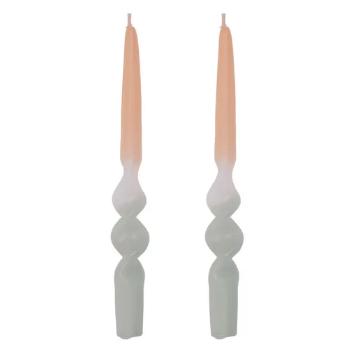 Gedrehte Spitzkerze Apricot/Grau mit Farbverlauf, Pastell, 4-farbig sortiert , 2