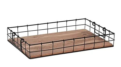 Spetebo Mango Holz Serviertablett - Serviertablett aus hochwertigem Mango Holz mit stabilem Metallrand und 2 Griffen. Ideal für stilvolles Servieren von Snacks und Getränken.