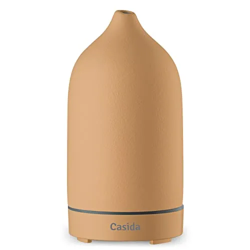 Moderner Keramik Aroma Diffuser - Aromadiffuser für ätherische Öle mit LED Licht 3-in-1: Ultraschall Diffusor, Luftbefeuchter und Nachtlicht - 100 ml Wassertank (Apricot)