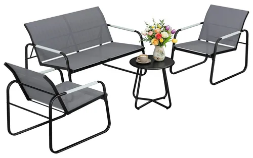 Gartenmöbel Set für 4 Personen - Moderne Gartenlounge mit 2er Sofa - Elegantes 4-teiliges Balkonmöbel Set aus wetterbeständigem Material. Ideal für entspannte Stunden im Freien. Inklusive Sofa, Stühlen und Tisch.