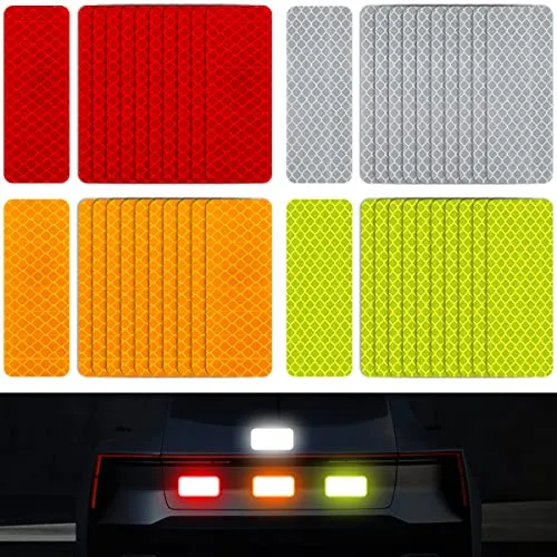 Reflektorband Selbstklebend 40 Stück - Sicherheitsaufkleber für Nachtfahrten - Reflektoren & Leuchtclipse, 40 selbstklebende Aufkleber in 4 Farben, wetterfest und langlebig, bieten optimale Sichtbarkeit und Sicherheit bei Nacht.