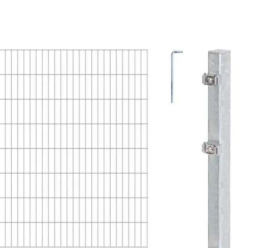 Metallzaun Grund-Set Doppelstabmatte feuerverzinkt 13 x 2 m x 1,6 m - Gartenzäune: Langlebiger Doppelstabzaun, feuerverzinkt für optimalen Rostschutz, ideal für sichere und preiswerte Einzäunungen.