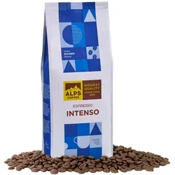 Alps Coffee Espresso Intenso 1000g - Kaffee mit 60% Arabica und 40% Robusta, vollmundig und kräftig. Ideal für klassischen Espresso und Cappuccino, perfekt für Kaffeeliebhaber.