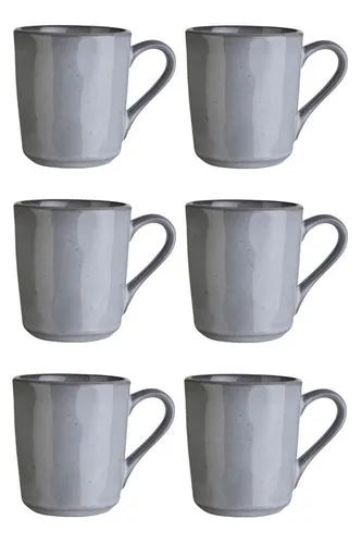 Home4You Tasse Kaffeetassen 6er Set, 355 ml, Grau, lasiert, Steingut