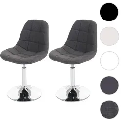 2er-Set Esszimmerstuhl HWC-A60, Drehstuhl in hellgrau