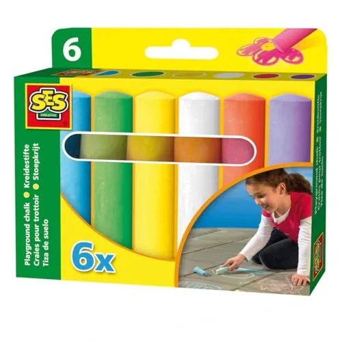 SES SES02206 - 6 Stück Spielplatz Kreiden, langlebig und flexibel für kreative Gestaltung
