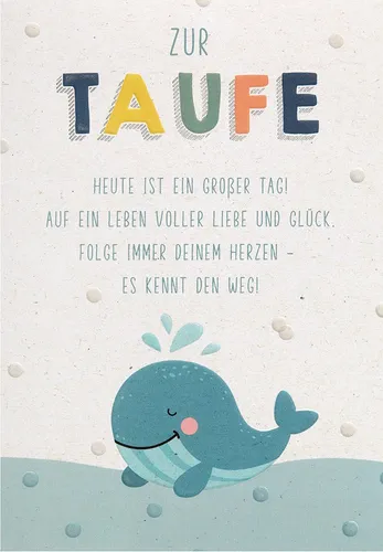 Glückwunschkarte zur Taufe – unverpackt 11,6 x 16,6 cm - Karten & Einladungen, stilvolle Glückwunschkarte mit passendem Umschlag für besondere Tauffeste.