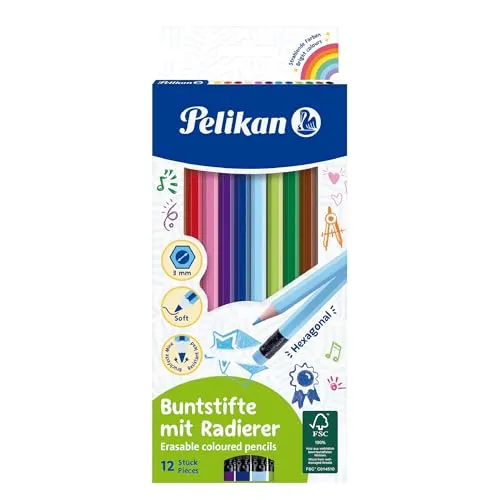 Pelikan 700689 radierbare Buntstifte (sechskant) 12 Stück