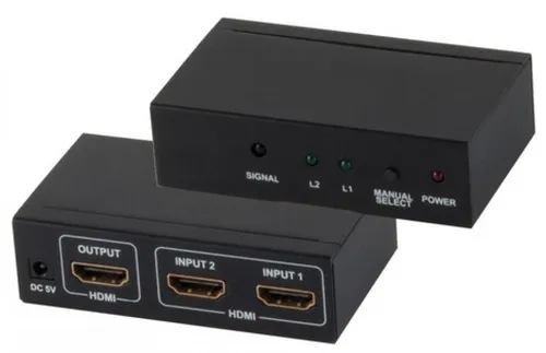 HDMI Umschalter, Metall, 4K30Hz, schwarz - HDMI: 2x1