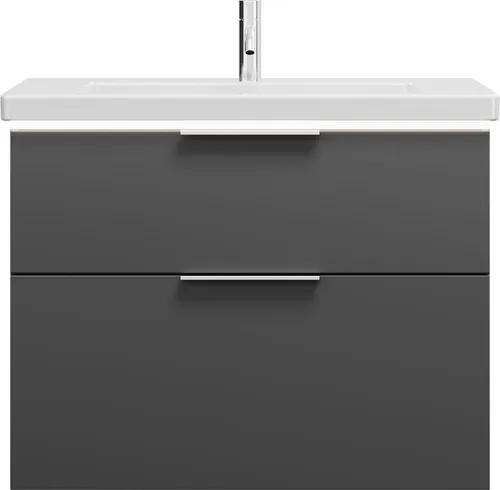 burgbad Eqio Keramik-Waschtisch inklusive Waschtischunterschrank mit LED-Beleuchtung, Breite 830mm, SEZA083F6584C0001G0146