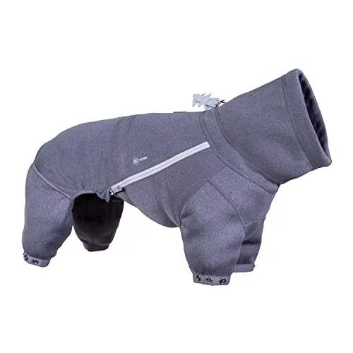 Hurtta Midlayer Overall, Hundemantel in BlackBerry-Schwarz, 25S - Winterjacke für Hunde, ideal als wärmende Schicht unter dem Mudventure Overall ECO, mit anpassbaren Kordeln und integrierten Reflektoren für mehr Sicherheit.