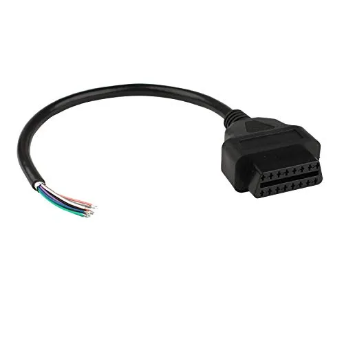 Futheda OBD-II 16-poliges Kabel zum Ende, offener Stecker, OBD2-Buchse, 16-poliges Stecker, rundes Verlängerungskabel, 30 cm