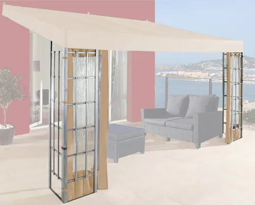 QUICK STAR 3 Seitenteile für Anbaupavillons 3x4m - Pavillons - 3-teiliges Seitenwandset aus 100% Polyester, ideal für wettergeschützte Feste im Freien, inklusive 2 geschlossenen Wänden und 1 Frontwand mit Fenster.