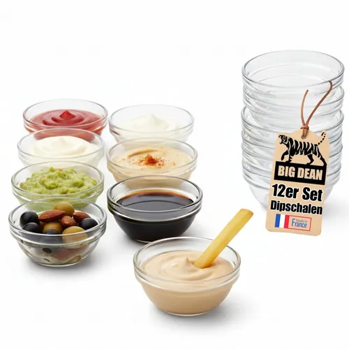 BigDean Dipschale Glasschüssel, Ø 6 cm, ca 40 ml, 12er Set, kleine Glasschalen, Schale, Glas, (Packung, 12-tlg), Spülmaschienenfest, 12er Set