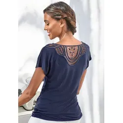 Kurzarmshirt VIVANCE mit Häkelspitze am Rücken von Vivance