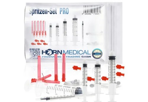 Horn Medical Einwegspritze Horn Medical Spritzen-Set PRO - Spritzen, Silikonschläuche & Zubehör, (Einwegartikel, einzeln steril verpackt), präzises Dosieren & Absaugen ohne Verletzungsgefahr