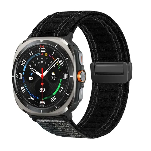 Smartwatch Armband für Samsung Galaxy Watch Ultra 47mm Textil Magnet Schwarz